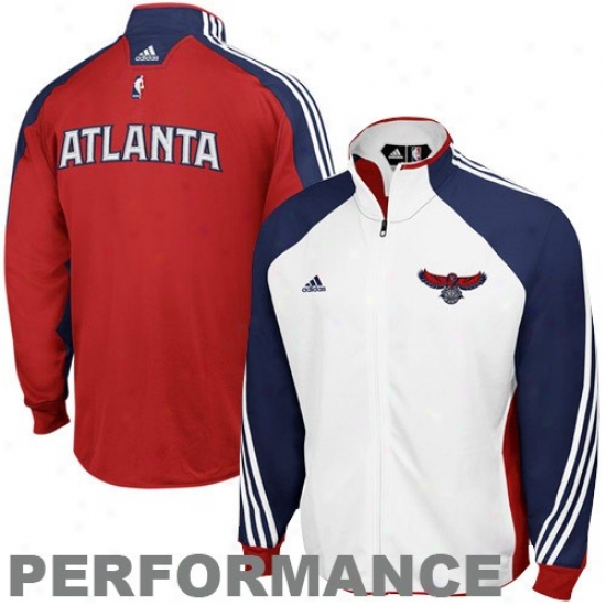 Atlanta Hawks Jackets : Adidas Atlanta Hawks Wihte-red On Court Performance Warm-up Jackets
