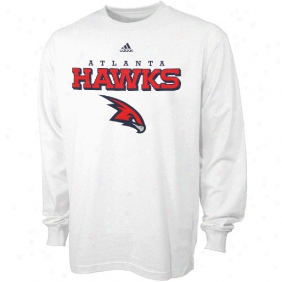 Atlanta Hawks T Shirt : Adidas Atlanta Hawks White True Long Sleeve T Shirt