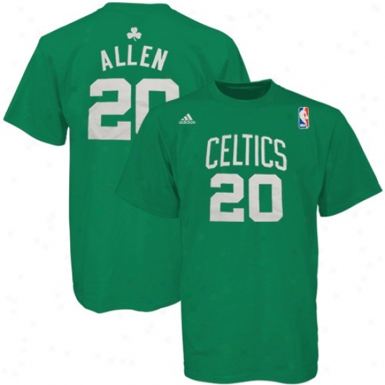 Boston Celtic Tees : Adidas Boston Celtic #20 Ray Allen Green Player Tees