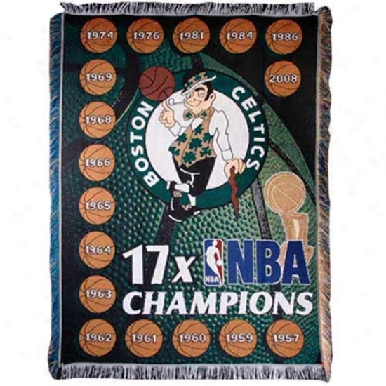 Boston Celtics 17-time Nba Champions Jacquard Woven Blanket Throw