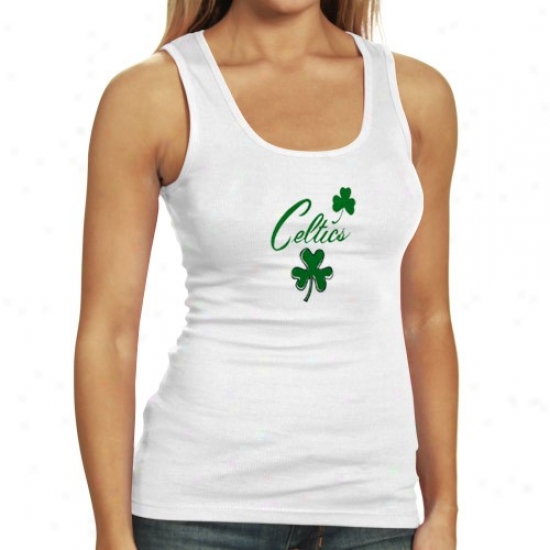 Boston Celtics Tees : Boston Celtics Ladies White Fortune Tank Top