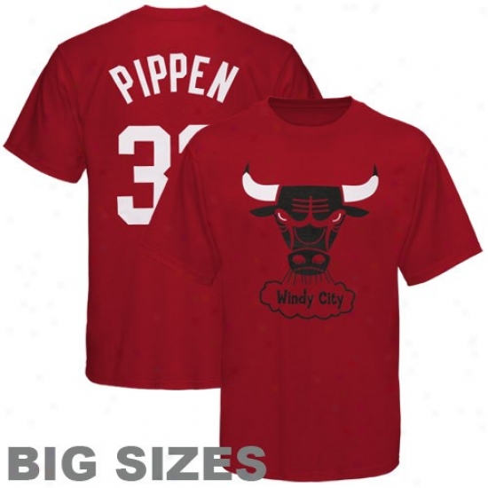 Bulls Tshirts : Majestic Blls #33 Sckttie Pippen Red Retired Player Throwback Big Sizes Tshirts