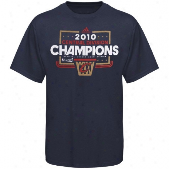 Cavaliers Attire: Adidas Cavaliers Navy Blue 2010 Central Division Champions Official Locker Room T-shirt