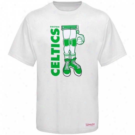 Celtics Tshirt : Mitchell & Ness Celtics Whlte Kneepads Tsirt