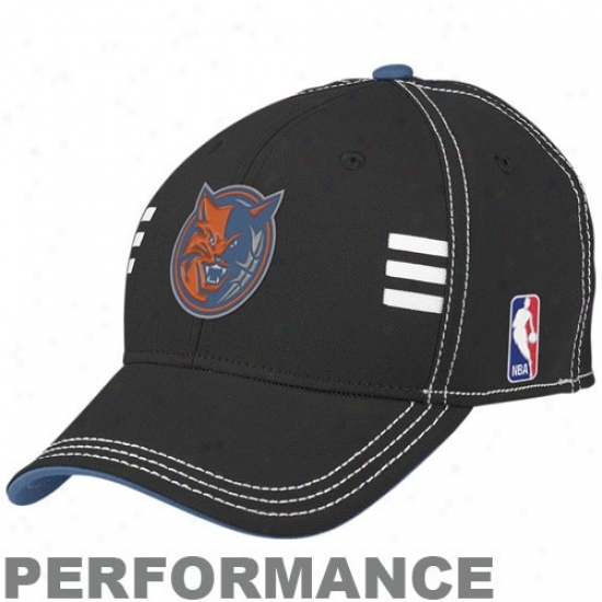 Charlotte Bobcat Hats : Adidas Charlotte Bobcat Black Official Draft Day Action Stretch Fit Hats