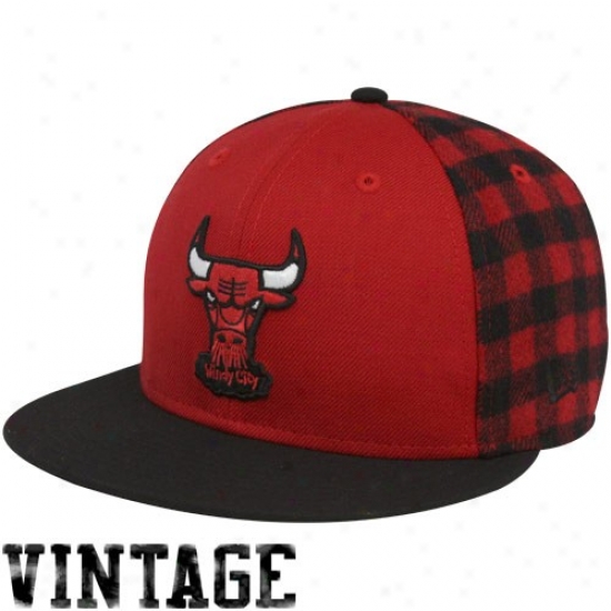 Chicago Bull Caps : New Era Chicago Bull Red Poplaid 59fifty Fitted Caps