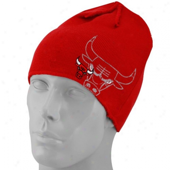 Chicago Bulls Caps : Adidas Chicago Bullx Red Double Logo Join Beanie