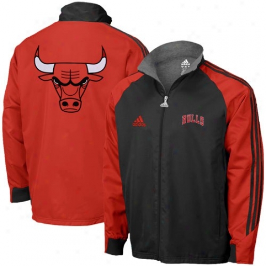 Chicago Bulls Jacket : Adidas Chicago Bulls Black-red Midweight Fill Zip Jacket