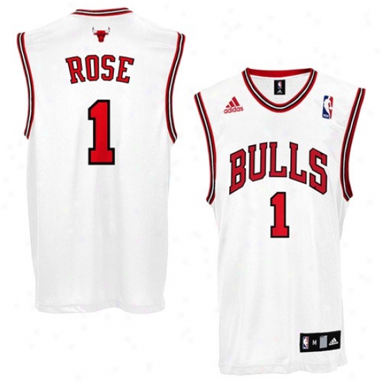 Chicavo Bulls Jersey : Adidas Chicago Bulls #1 Derrick Rose White Replica Basketball Jersey