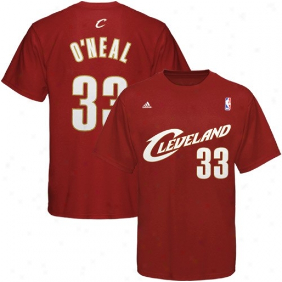 Cleveland Cavaliers Tees : Adidas Clevelwnd Cavaliers #33 Shaquille O'neal Wine Net Player Tees
