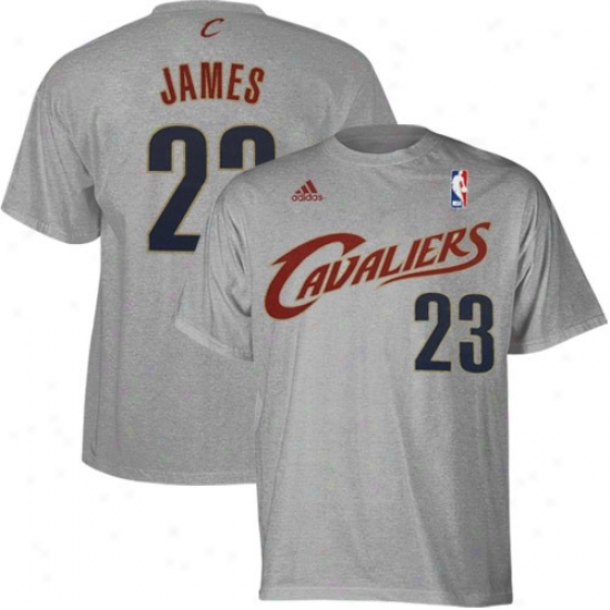Cleveland Cavaliers Tshirt : Adidas Cleveland Cavaliers #23 Lebron James Youth Ash Playeer Tshirt