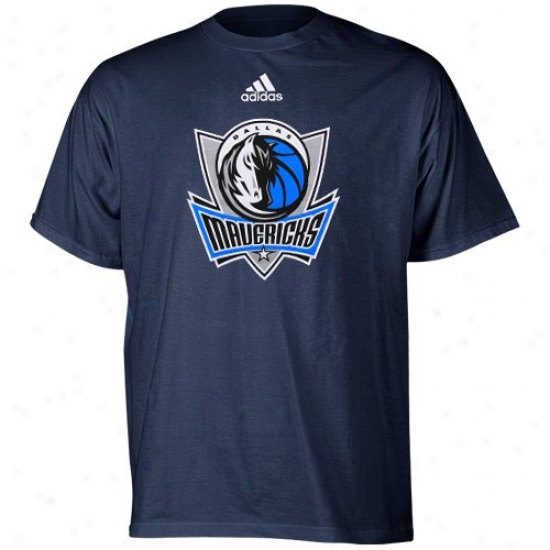 Dallas Mav Tshirt : Adidas Dallas Mav Youth Navy Blue Primary Logo Tshirt