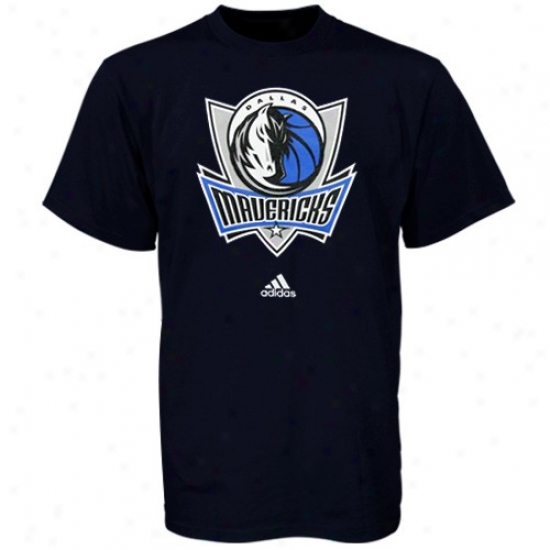 Dallas Maverick Attire: Adidas Dallas Maverick Youth Navy Blue Full Primary Logo T-shirt