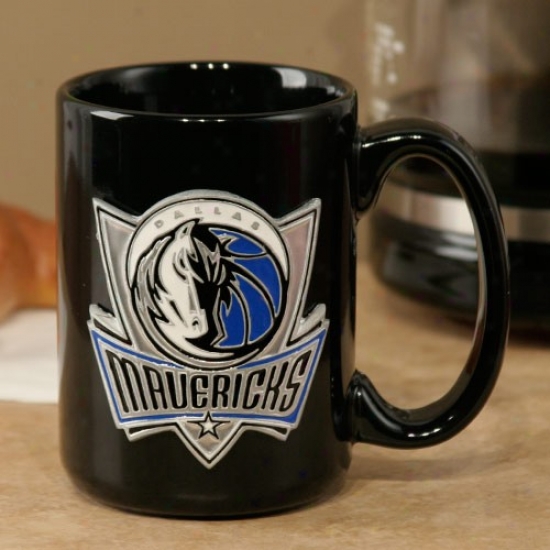 Dallas Mavericks Black 15oz. Pewter Logo Ceramic Mug