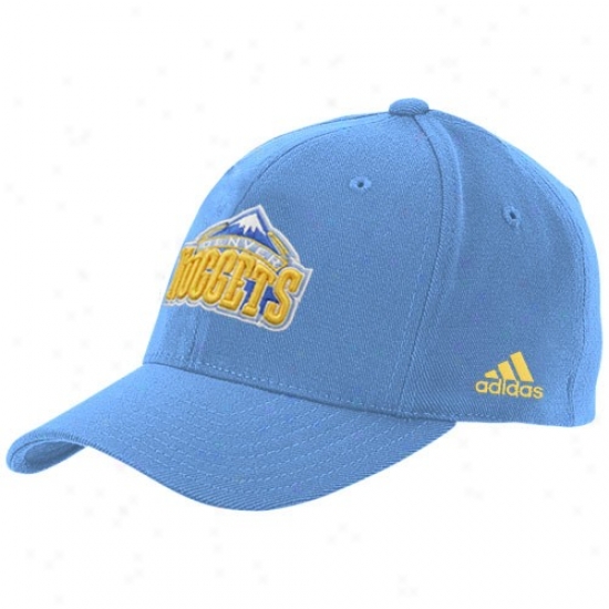 Denver Nugget Hats : Adidas Denver Nugget Light Blue Basic Logo Flex Fit 