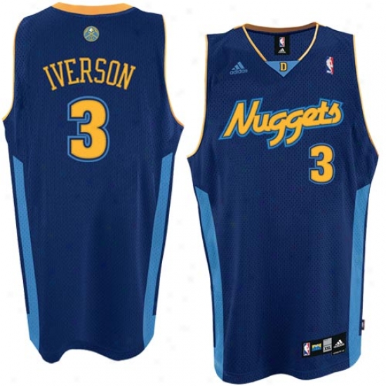 Denver Lump Jersys : Adidas Denver Nugget #3 Allen Iverson Navy Blue Swingman Basketball Jerseys