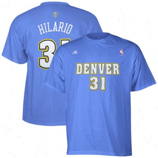 Denver Nugget Tshirts : Adidas Denver Nugget #31 Nene Hilario Light Blue Net Player Tshirts