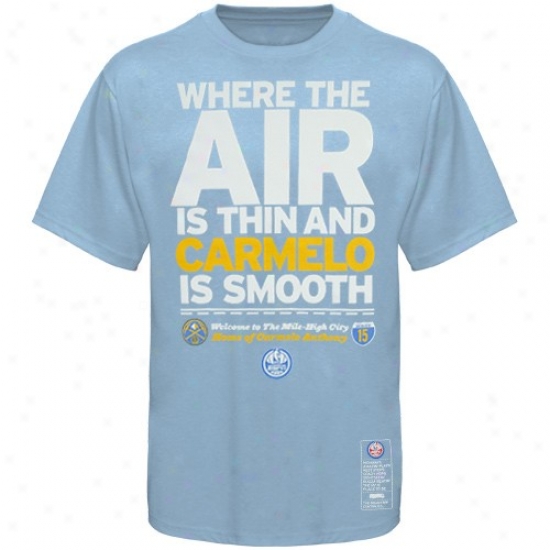 Denver Nugget Tshirts : Majestic Denver Nugget #15 Carmelo Anthony Light Blue Nba Campaign Espn Tshirts