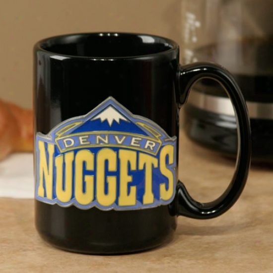 Denver Nuggets Black 15ozz. Pewter Logo Ceramic Mug