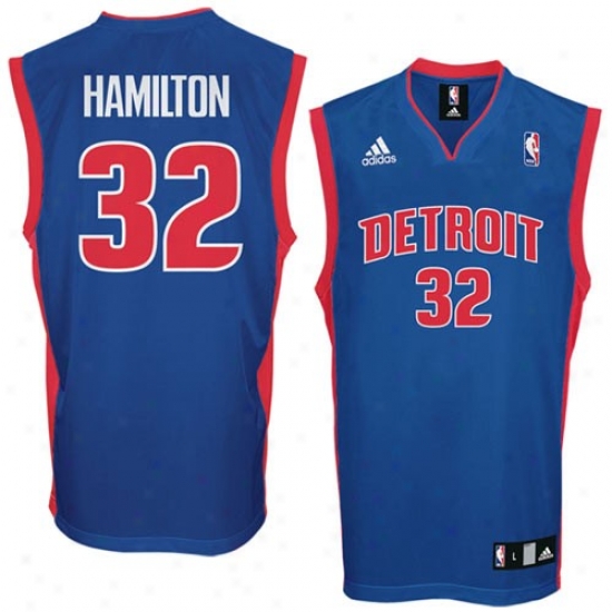 Detroit Piston Jerseys : Adidas Detroit Piston #32 Richard Hamilton Royal Blue Replica Basketball Jerseys