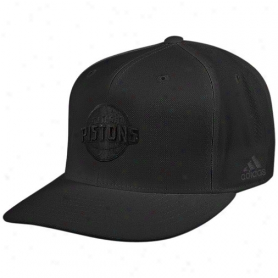 Detroit Piston Merchandise: Adidas Detroit Piston Black Tonal Fitted Hat