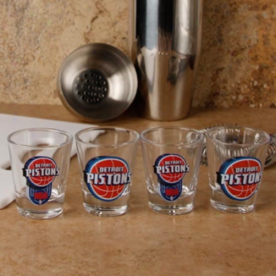 Detroit Pistons4 -pack Enhanced High Definition Design Shot Glass Set