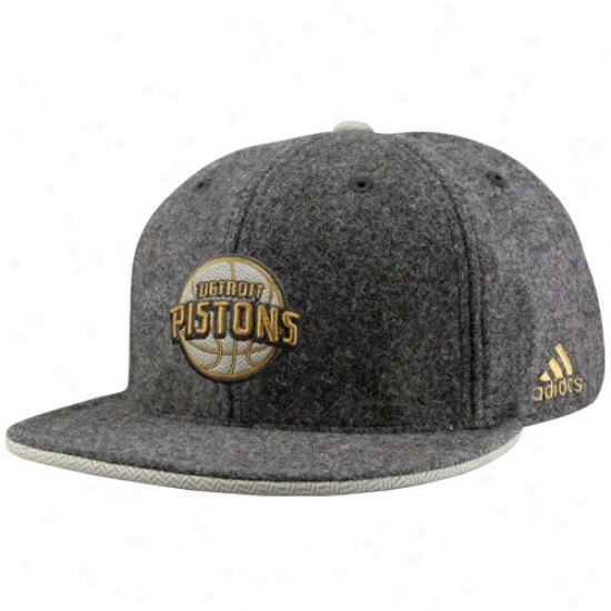 Detroit Pistons Cap : Adidas Detroit Pistons Gray Fashion Flat Bill Fitted Cap