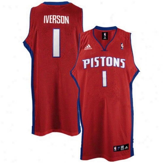 Detroit Pistons Jersey : Adidas Detroit Pistons #1 Allen Iverson Red Replica Basketball Jersey