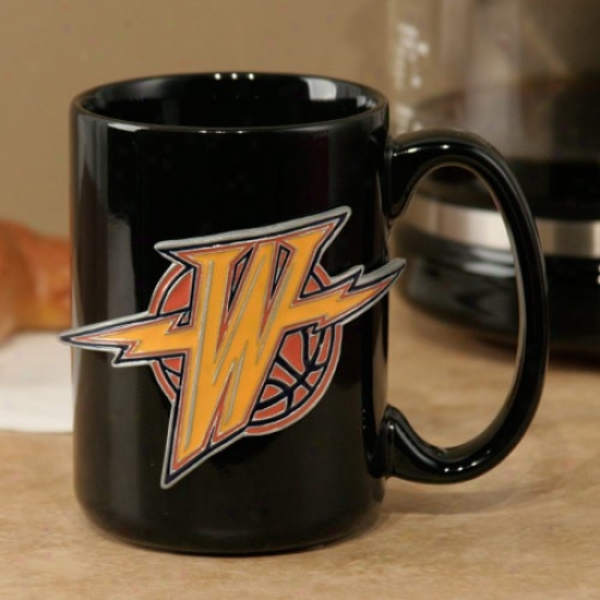 Golden State Warriors Black 15oz. Pewter Logo Ceramic Mug