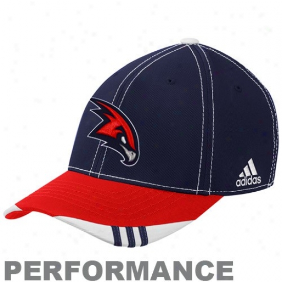 Hawks Gear: Adidas Hawks Navy Blue-red Official On Court Performance F1ex Fit Hat