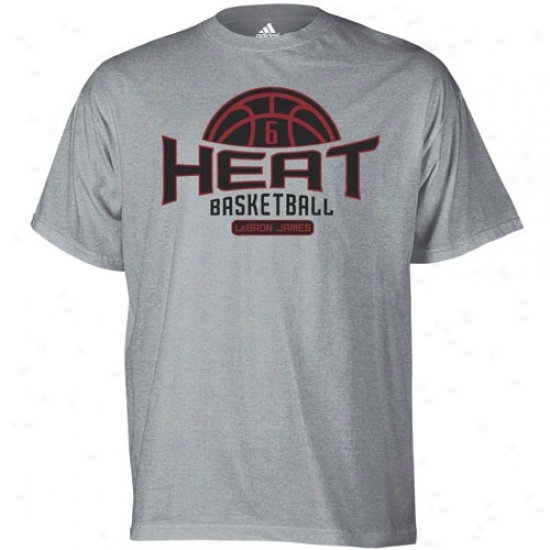 Heat Apparel: Adidas Warm #6 Lebron James Youth Ash Jum0 Ball T-shirt