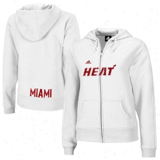 Heat Hoodys : Adidas Heat Ladies White Tail Close Comprehensive Zip Hoodys