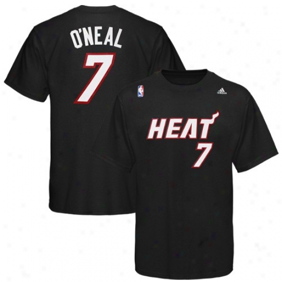 Heat Tee : Adidas Heat #7 Shaquille O'neal Black Player Tee