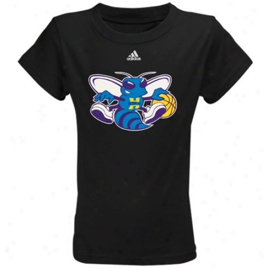 Hornets Attire: Adidas Hornets Youth Girls Black Team Logo T-shirt