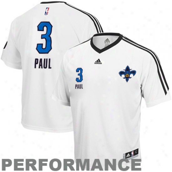 Hornets T-shirt : Adidas Hornets #3 Chris Paul White On Court Shooting Performnace T-shirt