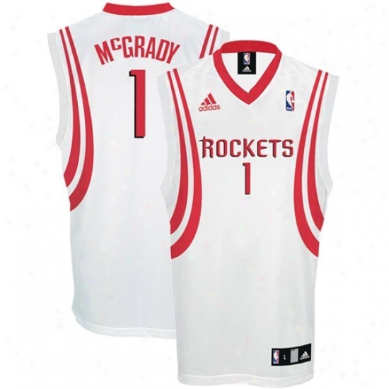 Houston Rocket Jeeseys : Adidas Houston Rocket #1 Tracy Mcgrady White Replica Basketball Jerseys