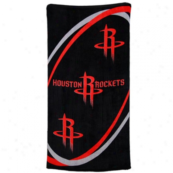 Houston Rockets Black Swirl Beach Towel
