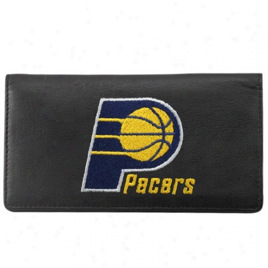 Indiana Pacers Black Leather Embroidered Checkbook Cover