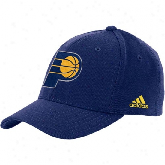 Indiana Pacers Merchandise: Adidas Indiana Pacers Naby Blue Basic Team Logo Flex Fit Hat