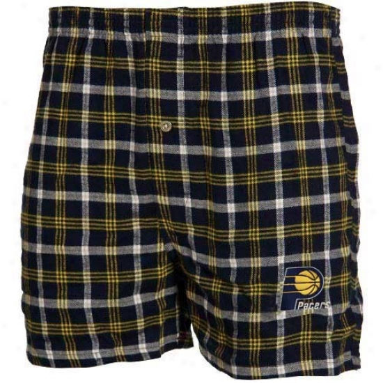 Indiana Pacers Navy Blue Plaid Tailgate Boxer Shorts