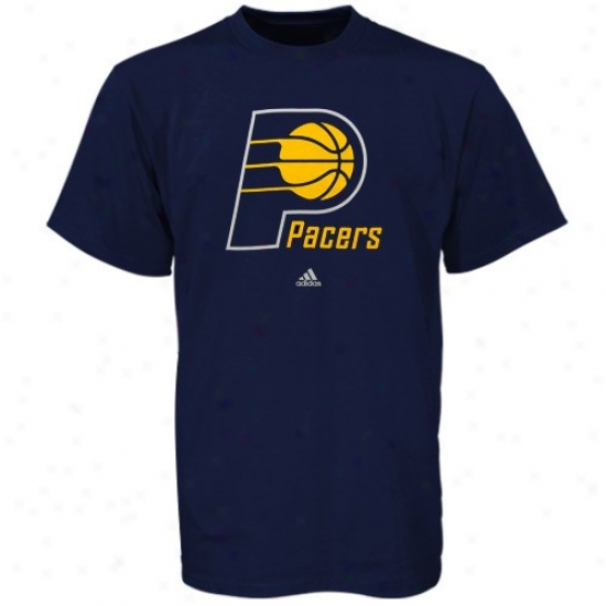 Indiana Pacers Tshirt : Adidas Indiana Pacers Navy Blue Primary Logo Tshirt