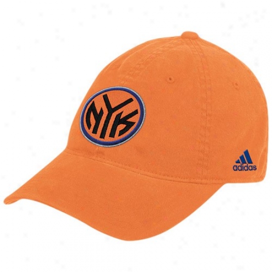 Knicks Merchandise: Adidas Knicks Orange Basic Logo Flex Fit Hat