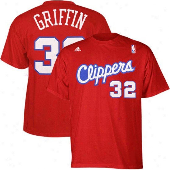 Los Angeles Clippers Tee : Adidas Los Angeles Clippes #32 Blake Griffin Red Net Player Tee