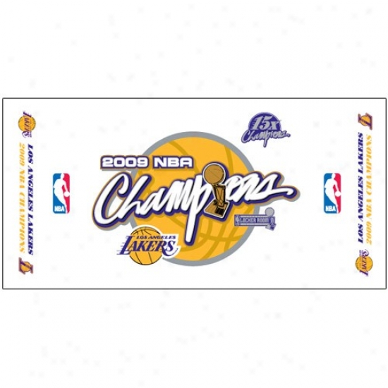 "los Angeles Lakers 2009 Nba Champions Official On Court 22"" X 42"" Bench Towel"