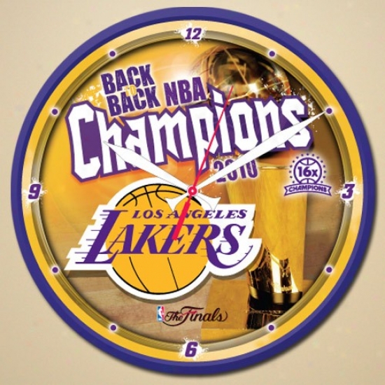 "los Angeles Lakers 2010 Nba Champions Back-to-back Champs 12"" Round Champs Wall Clock"