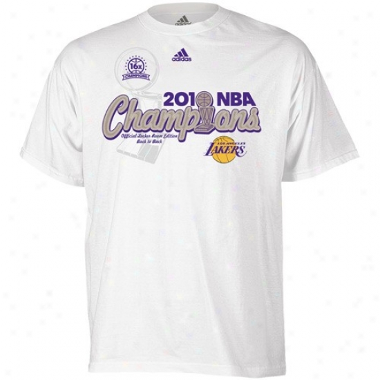 Los Angeles LakersA ttire: Adidas Los Angeles Lakers White 2010 Nba Champions Center Court Elite Locker Room T-shirt