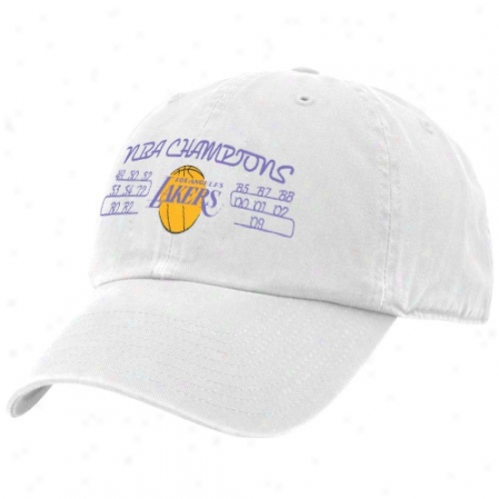 Los Angeles Lakers Gear: Twins '47 Los Angeles Lakers Ladies White 15-time Nba Champions Adjustable Slouch Hat