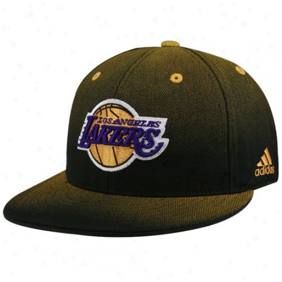 Los Angeles Lakers Hats : Adidas Los Angeles Lakers Gold Gradiated Flat Bill Fitted Hats