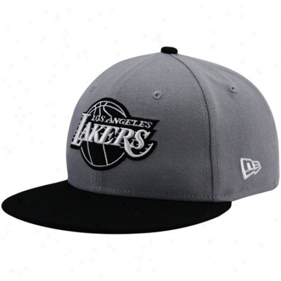 Los Angeles Lakers Hats : New Era Los Angeles Lakers Gray-black League 59fifty Fitted Hats