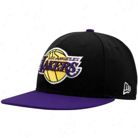 Los Angeles Lakers Hats : New Era Los Angeles Lzkers Black-purple 59fifty Fitted Hats